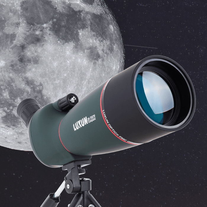 LUXUN 25-75X70 Zoomable View Telescope Waterproof BAK4 Optic Bird Monocular with Tripod Storage Bag