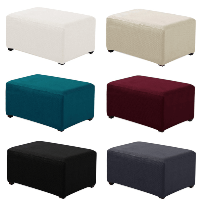 Stretchy Fabric Footstool Cover Square Ottoman Protector Stretch Slipcover for Home Sofa