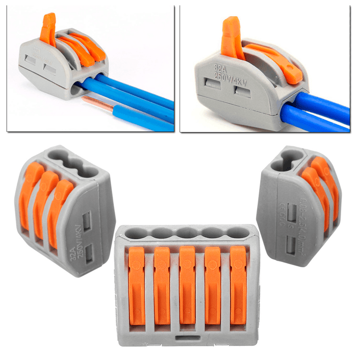 100Pcs/Set Terminal Block Reusable Electric Cable Wire Connector 2/3/5 Pin