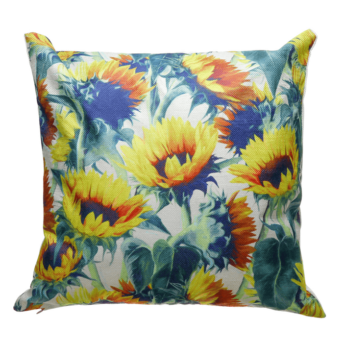 18X18Inch Square Linen Sunflowers Cushion Pillow Case Protective Cover