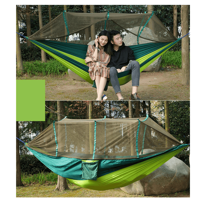 1-2 Person Camping Hammock Hanging Bed Swing Chair with Mosquito Net Outdoor Travel