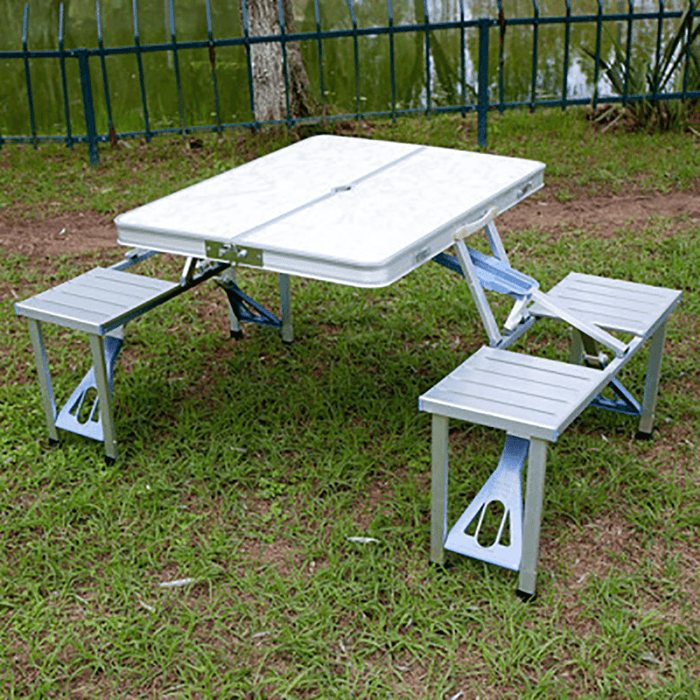 Outdoor Desk Folding Table Desk Chair All in One BBQ Laptop Desk Portable for Home Garden