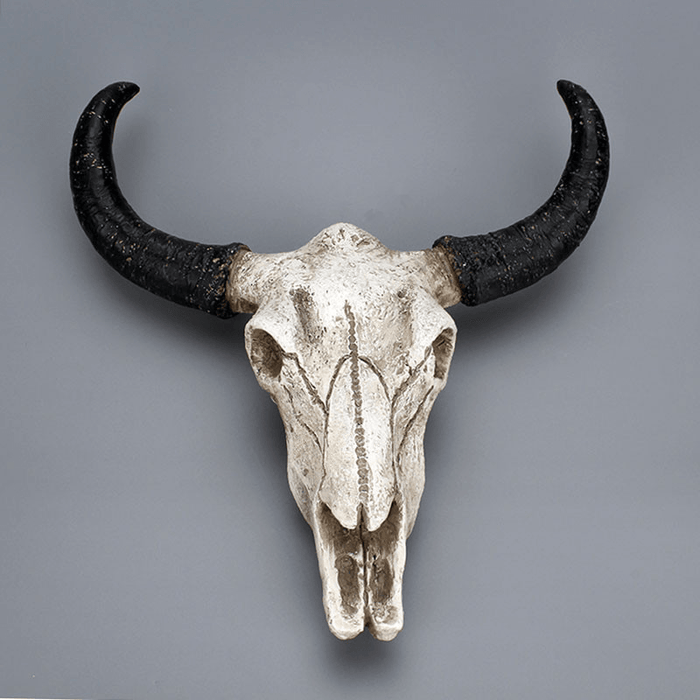 Halloween Long Horn Skull Resin Cow Skull Sculpture Statue Wall Decorations Horns Wall Mount Home Bar Wall