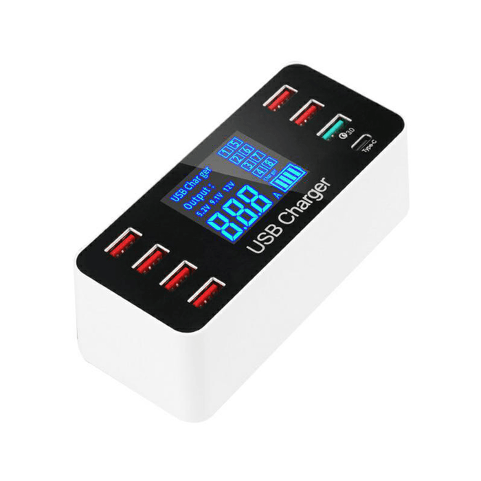 Portable 8-Port USB Adapter Phone MP3/4 Charging LCD Display QC3.0 Fast Charger