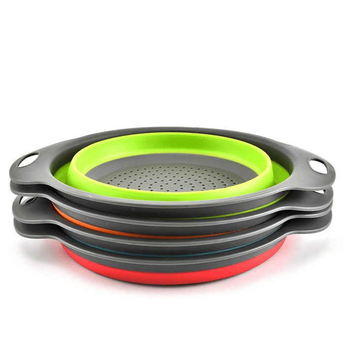 Ipree® 2Pcs/Set Silicone Folding Drain Baskets Retractable Colander Camping Picnic Storage Gadgets