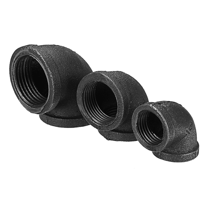 1/2" 3/4" 1" Elbow 90 Degree Pipes Fittings Malleable Iron Black Female Connector