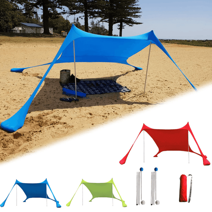 210X210X160Cm Family Beach Sunshade Lightweight Anti-Uv Sun Shade Tent with Sandbag Anchors for Parks & Outdoor Camping