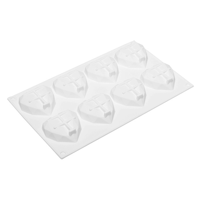 8 Grids Diamond Heart Dessert 3D Cake Mold Art Mousse Silicone Mould