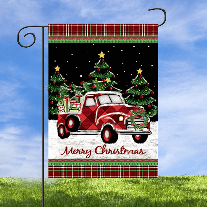 Merry Christmas Decorations Red Truck with Gifts Double Sided Winter Garden Flag