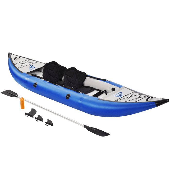 [US Direct] 12FT Inflatable Kayak Set 2-Person Portable Recreational Touring Boating Max Load 946Lbs with Paddle Air Pump