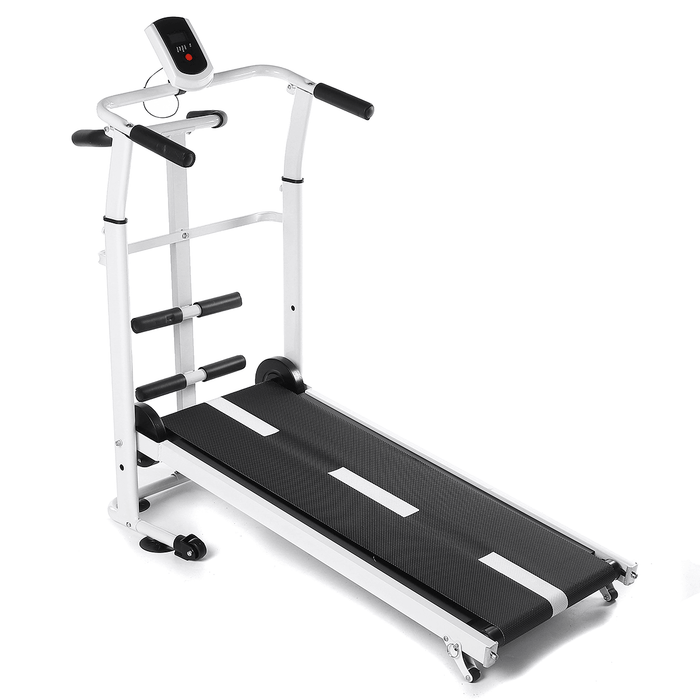 Folding Treadmill Mini Running Walking Jogging Machine with LCD Display Portability Wheels Max Load 150Kg