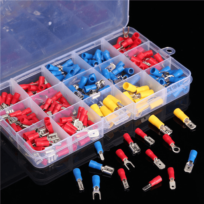 Excellway® EC08 280Pcs Assorted Electrical Fork Ring Spade Crimp Terminal Wire Connector Box Kit