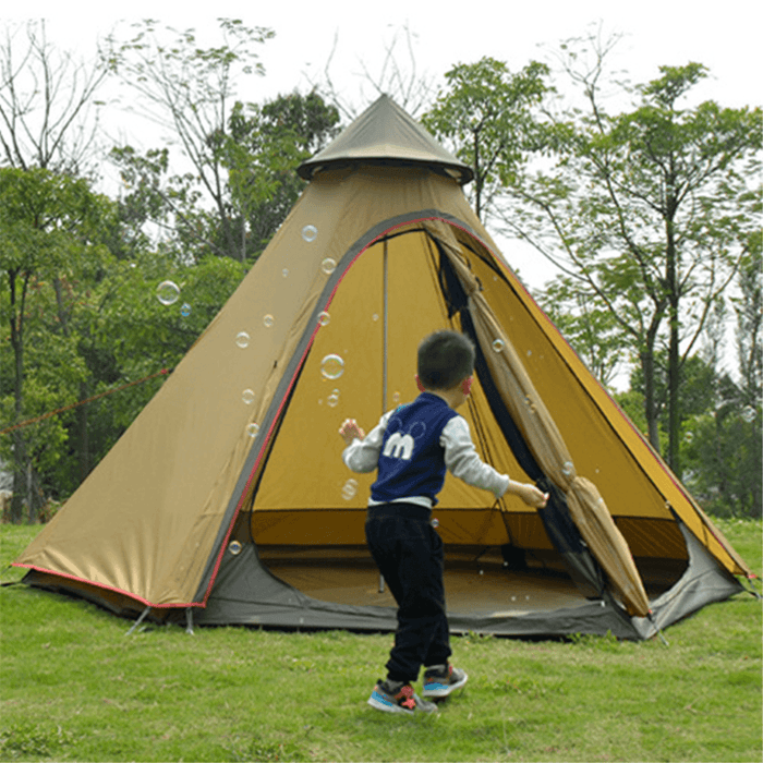 3-4 People Outdoor Camping Tent Indian Style Pyramid Family Large Canopy Sunshade