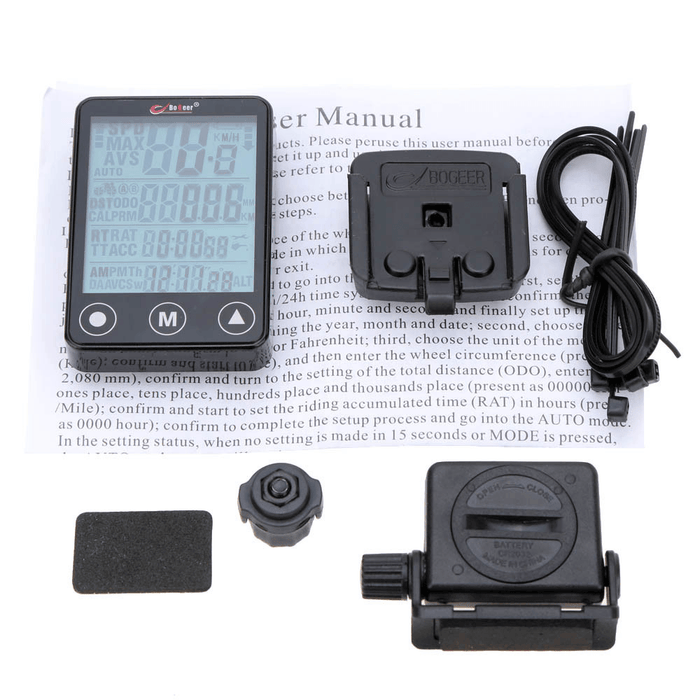 Bogeer YT-308 24 Functions Wireless Bike Computer Touch Button LCD Backlight Waterproof Speedometer