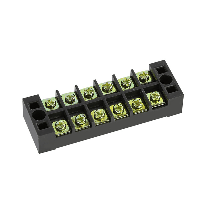 Excellway® TB-2506 600V 25A 6 Position Terminal Block Barrier Strip Dual Row Screw Block Covered W/ Removable Clear Plastic Insulating Cover