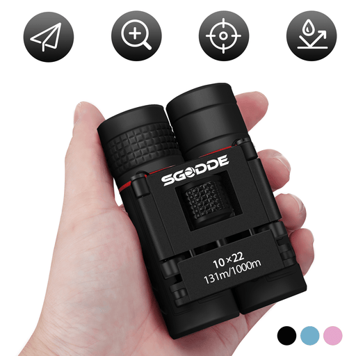 SGODDE 10X22 Childrens Binoculars Folding Mini Telescope Bird Watching with Neck Strap Outdoor Camping Travel