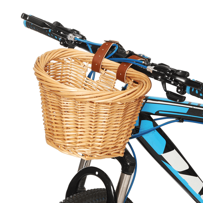 Travel Carry Bag Carrier Bike Wicker Bicycle Front Basket Bike Basket Dog Cat Pet Seat Carrier