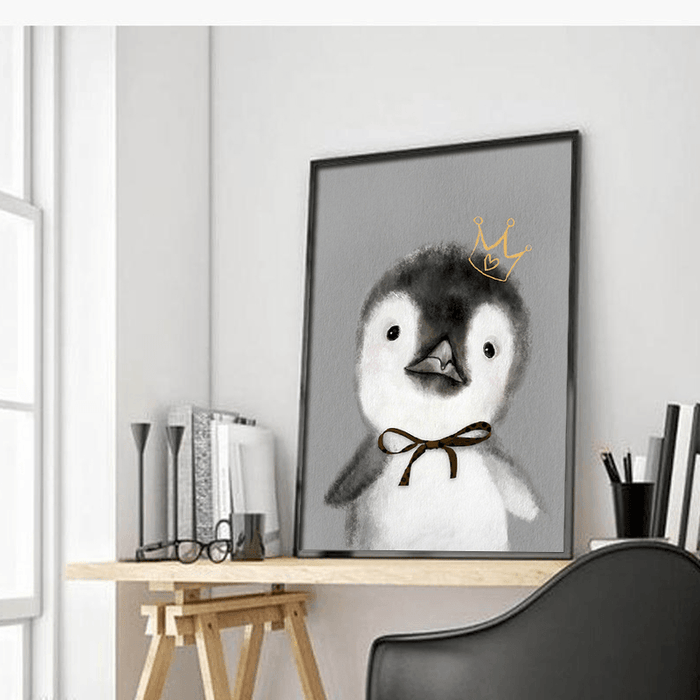 Miico Hand Painted Oil Paintings Cartoon Penguin Paintings Wall Art for Home Decoration