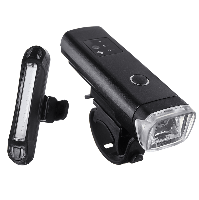 BIKIGHT 350Lm 1200Mah Touch Light-Sensitive LED USB Charging Bike Lights Set Bicycle Headlight with Taillight