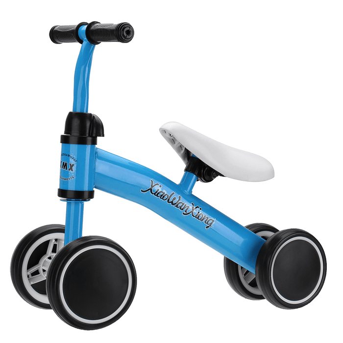12 Inch 4 Wheels Kids No Pedal Balance Bikes for Aged 1-3 Toddler Children Bicycle with Non-Pneumatic EVA Tires Blance Training