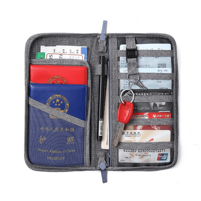 Men Women Passport Holder Multi-Function Document Bag Travel Credit Card Wallet Organizer Storage Sports Bags