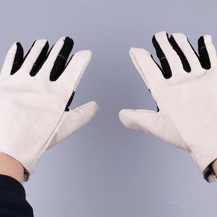 KALOAD 1 Pair Double Layer Thicken Canvas Work Welding Gloves Wearproof Non-Slip Security Labor Protection Gloves