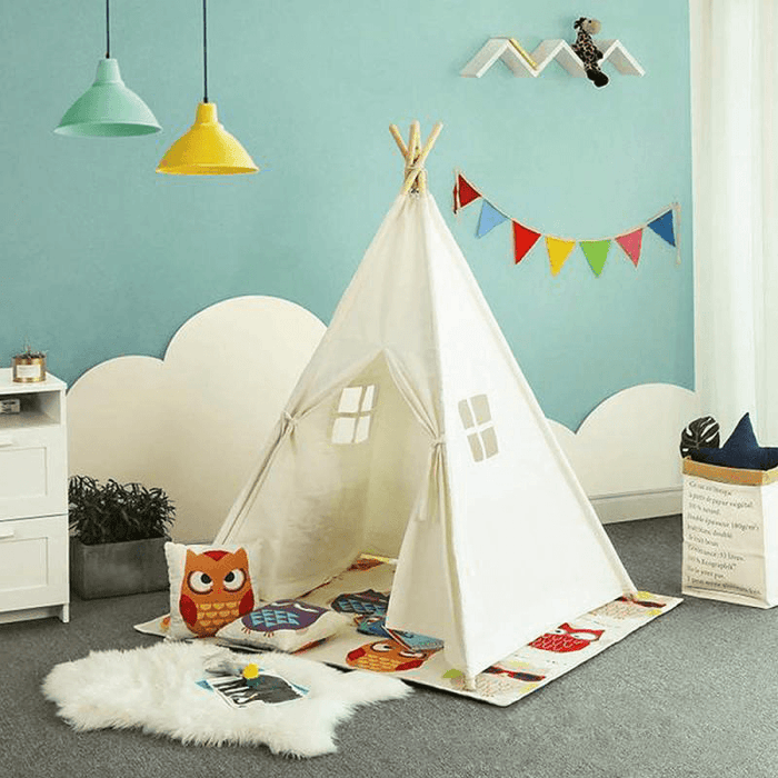 Indian Portable Children Tents Cotton Canvas Baby Game Beach Teepees Kids Play House Triangle Room Decoration