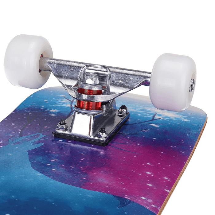 SGODDE 31'' Skateboards 7 Layer Canadian Maple Double Kick Long-Board for Kids Youths Beginners