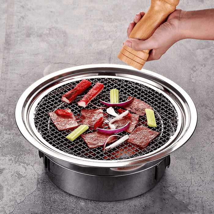 7Pcs/Set Stainless Steel Korean Charcoal Barbecue Grill Home/Outdoor Camping Portable Smokeless Barbecue Stove