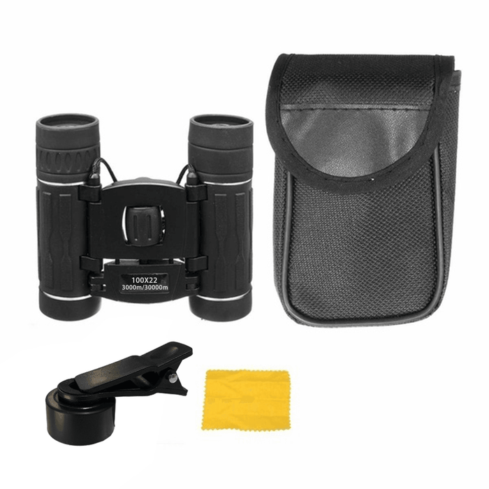 100X22 Mini HD Binoculars Folding Compact BAK4 Telescope High Powered Night Vision Binoculars