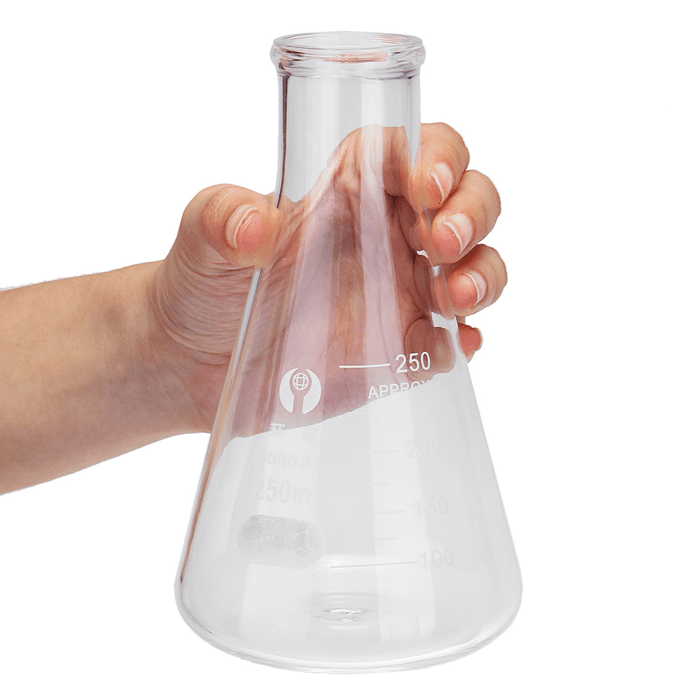 250Ml Lab Glass Erlenmeyer Conical Flask Bottle W/ Rim Borosilicate Laboratory Glassware