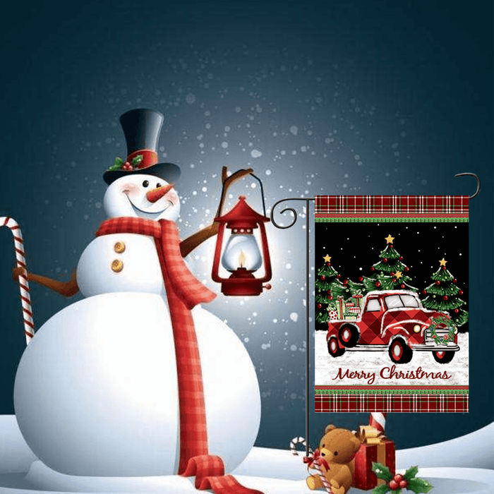 Merry Christmas Decorations Red Truck with Gifts Double Sided Winter Garden Flag