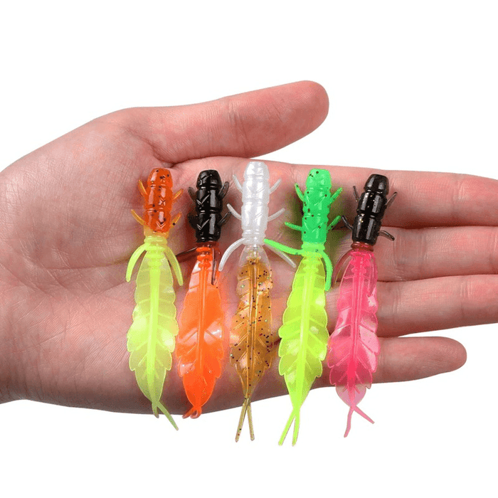 JOHNCOO 75Mm/1.3G 30PCS Fishing Lures Two Color Soft Lures V-Shaped Tail Fishing Tackle