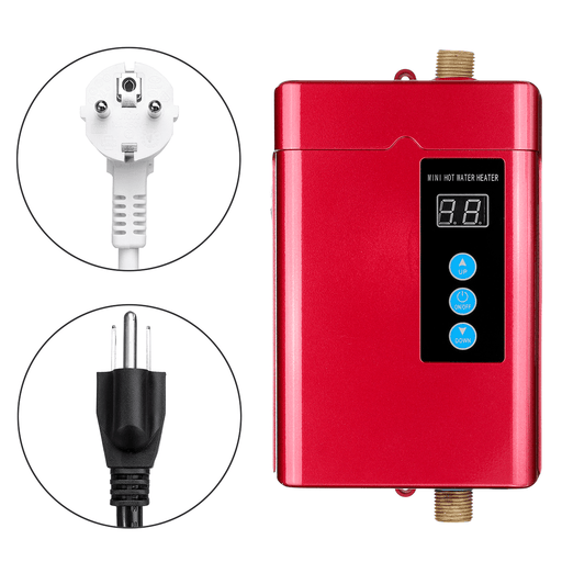 4000W LCD Mini Electric Tankless Hot Water Heater Instant Heating for Bathroom Kitchen Washing