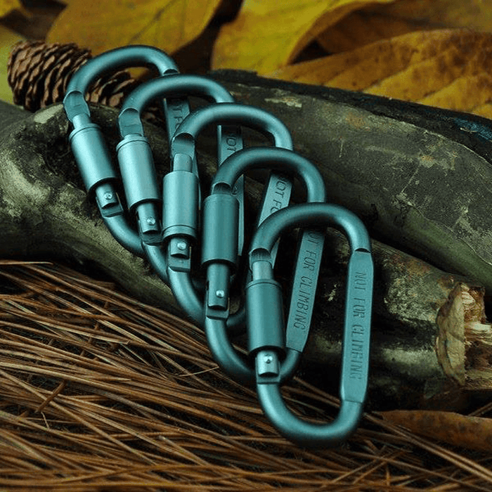 1Pcs Outdoor D Shape Carabiner Bottle Hanging Buckle Hook Keychain Screw Lock Aluminum Alloy