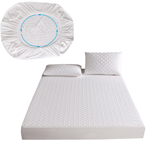 Multi-Size Washable White Quilted Mattress Covers Waterproof Protector Pad with Tightly-Elastic Bands Bedding Sets Protective Cover