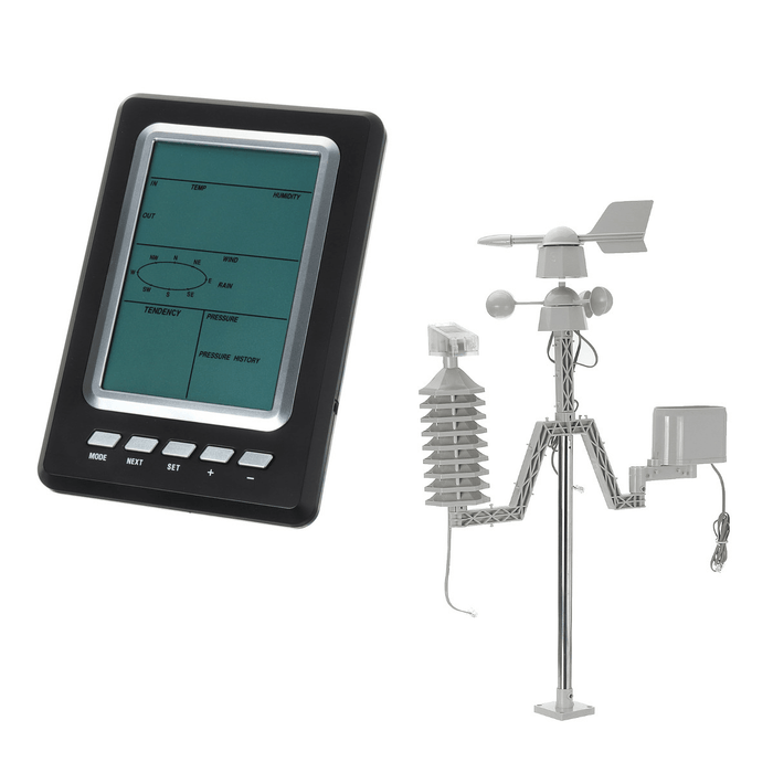 433MHZ LCD Wireless Wind Speed Direction Weather Station Temperature Humidity