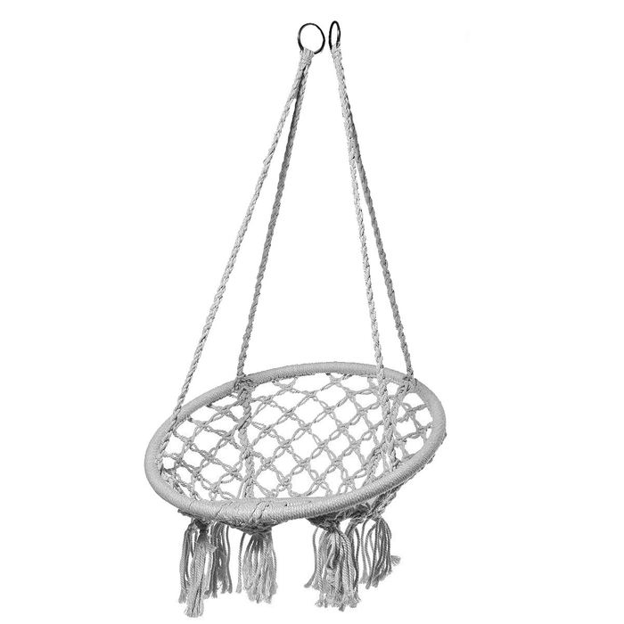 Cotton Hammock Seat Hanging Chair Tassel Deluxe Swing Chair Max Load 120Kg Outdoor Indoor Patio Garden