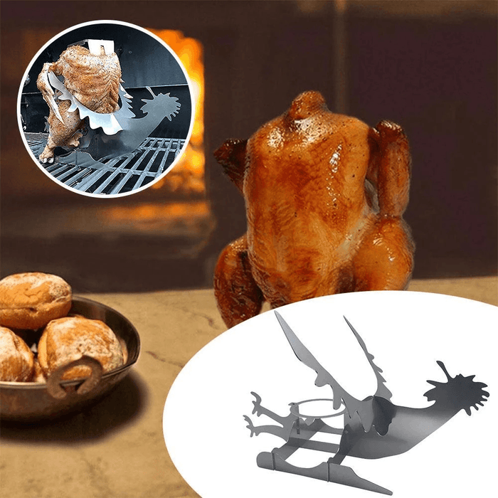 Chicken Stand Funny American Motorcycle BBQ Steel Rack Tools Funny Roast Chicken Rack Grilling Roast Rack for Party Family Events Camping