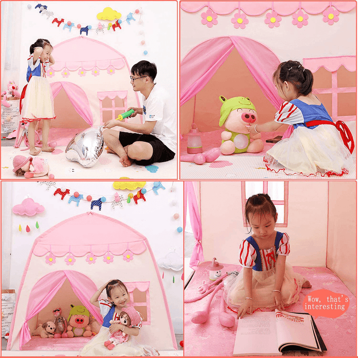 51Inch Large Sturdy Kids Play Tent Princess Playhouse Castle Children Fairy Tale Teepee Indoor/Outdoor with Carry Bag for Boys Girls Gift