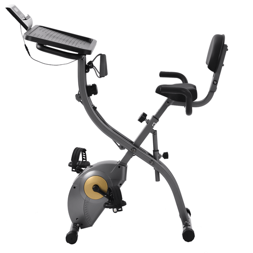 [USA Direct] Folding Exercise Bike Exerpeutic Machine with 8 Levels Resistance Adjustments Digital Large LCD Display Fitness Home Gym