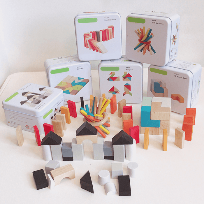 3D Puzzle Wood Blocks Toys Kids Intelligence Development Tangram Early Education Block Jigsaw