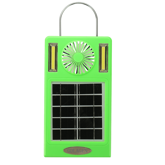 4-In-1 750Lm Camping Light COB Work Light Solar Power Panel Fan Power Bank EDC Outdoor Travel