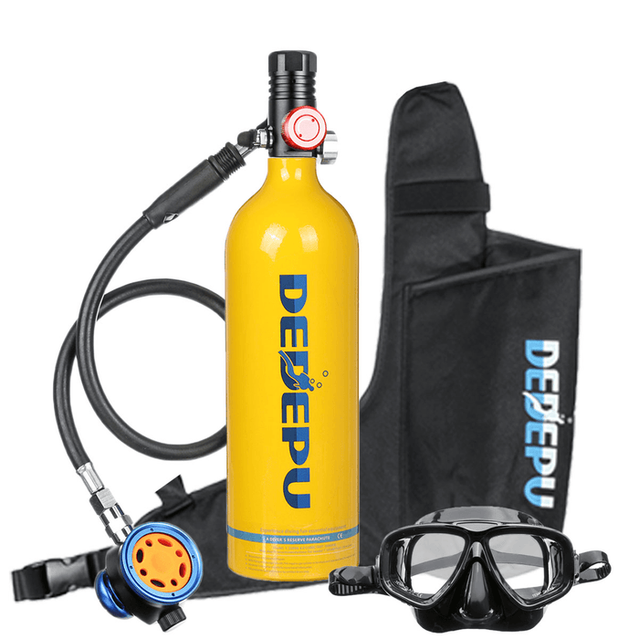 DEDEPU Mini Scuba Diving Tank Set 1L Diving Tank with Snorkelling Glasses+Breathing Valve Underwater Mini Scuba Tank Accessories