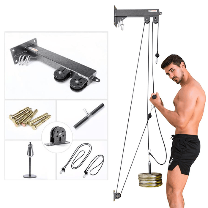 BOMINFIT 3-In-1 Pulley System Fitness Equipment Multifunction Biceps Triceps Hand Strength Trainning Home Gym Sport Exercise