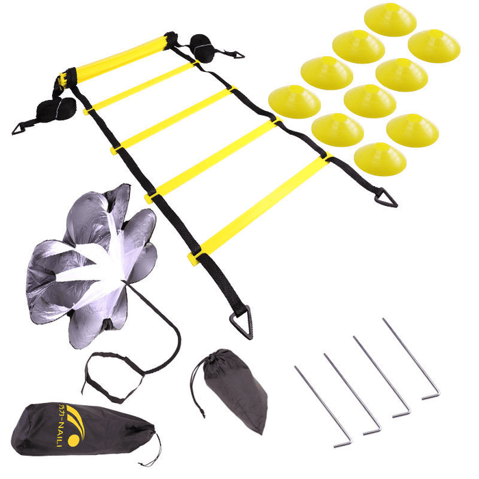 KALOAD Soccer Training Ladder Logo Disc Resistance Parachute Jumping Grid Ladder Outdoor Ladder Rope Ladder Training Set