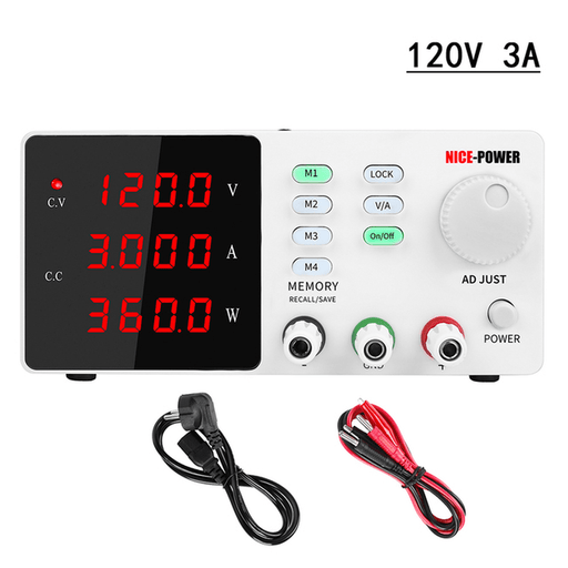 NICE-POWER 0-120V 0-3A Adjustable Programmable Lab Switching Power Supply DC Regulated Power Supply Bench Digital Display Power Supplies 220V EU Plug