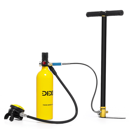 DIDEEP 1L Portable Scuba Tank Diving Oxygen Dive Equipment + Inflator Pump Kit