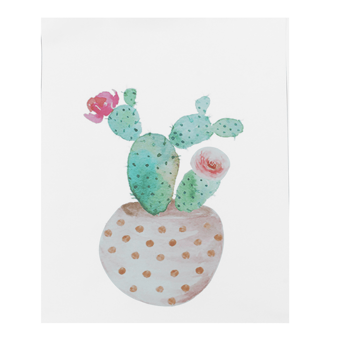 Watercolor Cactus Canvas Painting Unframed Wall-Mounted Modern Art Painting for Living Room Bedroom Study Room