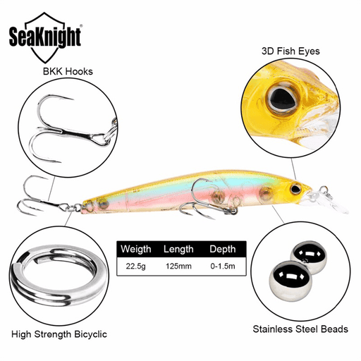 Seaknight SK023 1PC 22.5G 125Mm 0-1.5M Depth Fishing Lure Minnow Swimbait Lure BBK Hooks